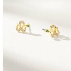 Uncommon James Gold and Green Snake Earrings